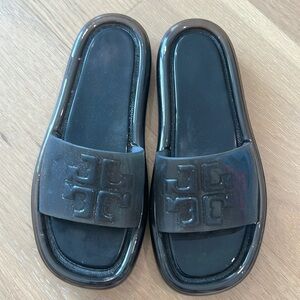 Tory Burch Bubble Jelly Slide Sandals Perfect Black Logo 85010 Size 7